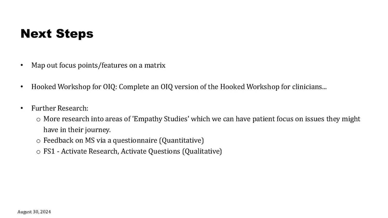Hooked workshop summary, slide 17 of 18